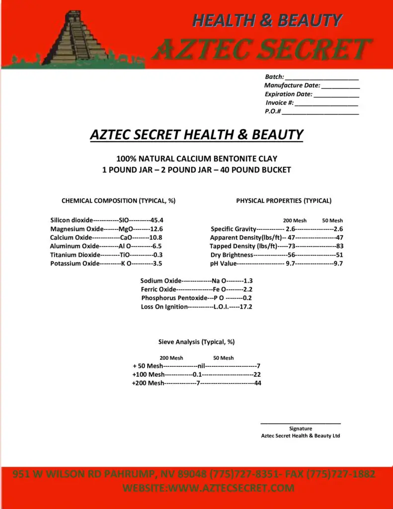INGREDIENT-LIST Aztec Secret Health & Beauty LTD