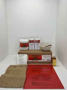 A close-up of the products inside the small infusion box